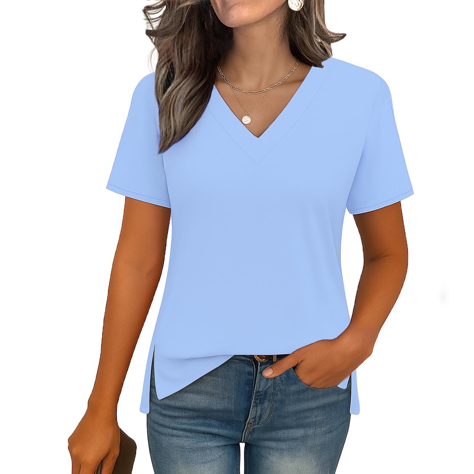Women s Fashion Casual Shorts Sleeved T-Shirt Top Tops L
