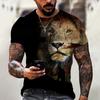 Jesus-Muster Löwe 3D-Druck Sommer Herren O-Ausschnitt T-Shirt Lässig Kurzarm Oversized Pullover Mode Streetwear Herrenbekleidung