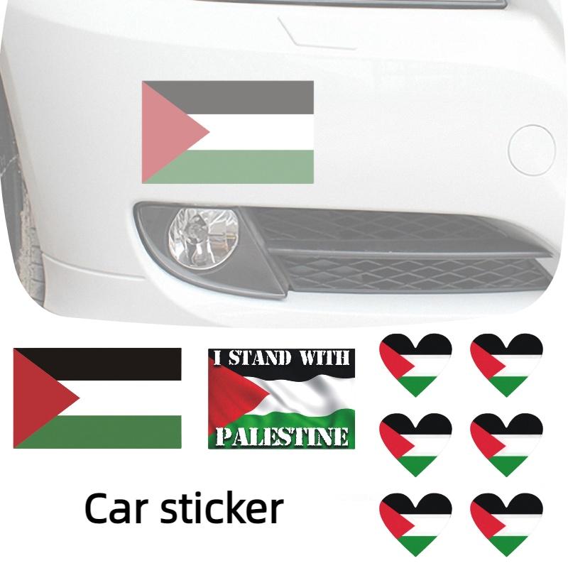 High-quality Pet Material Car Sticker 14cm Palestinian Flag Decal