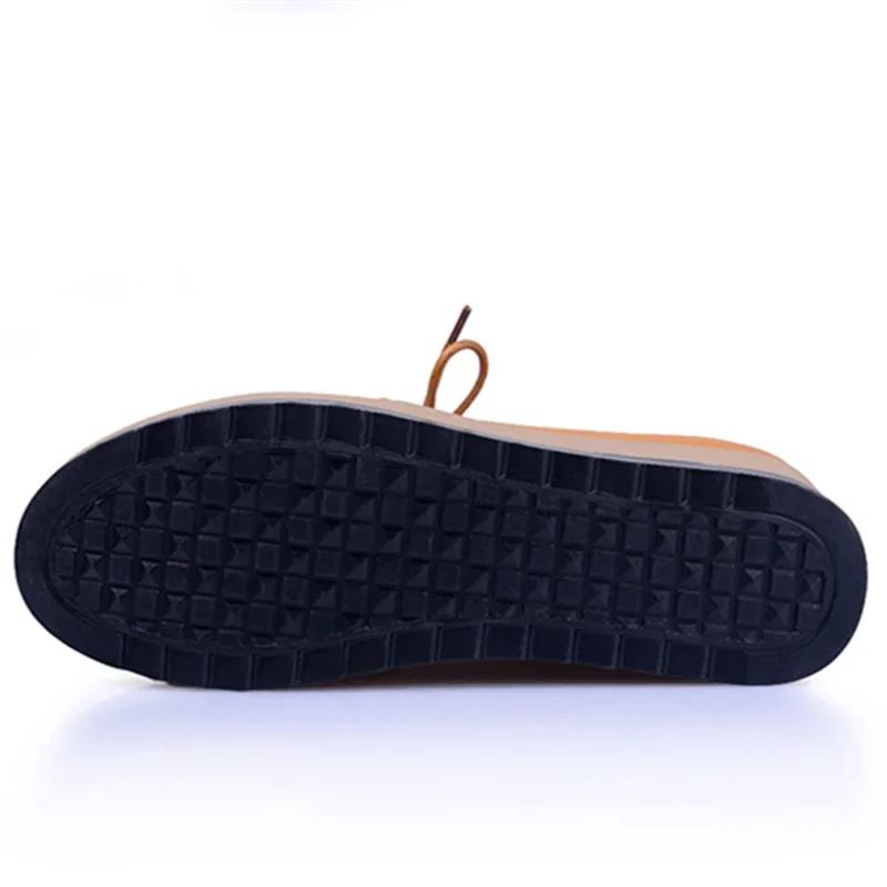Women Oxford Shoes Flat On Platform Casual Shoes Frenum Leather Shoes Sewing Round Toe Mujer