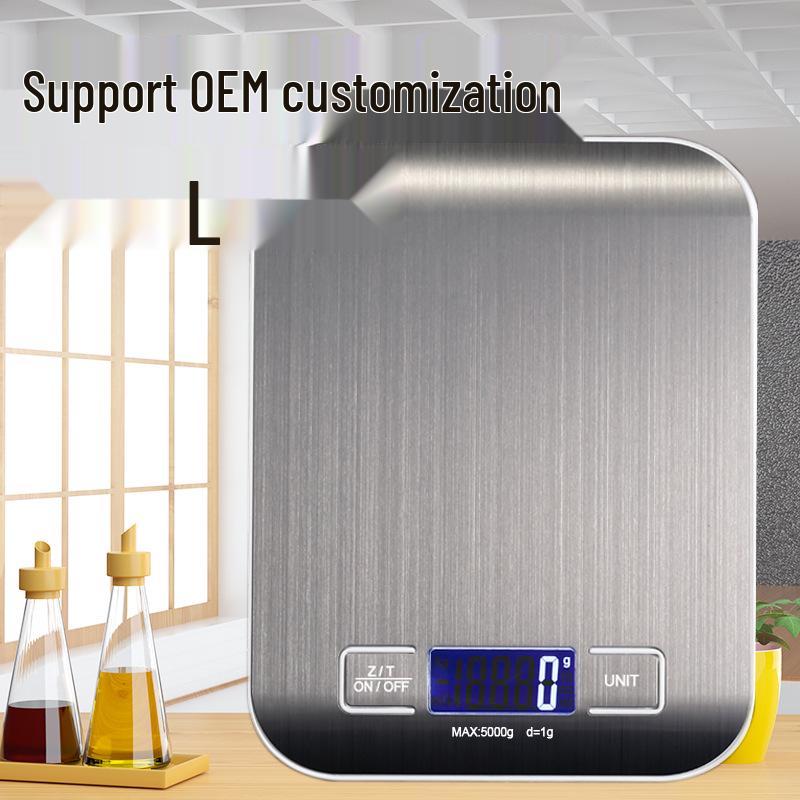 Stainless Steel Precision Kitchen Scale - 5kg Electronic Baking & Food Scale Silver 5kg/1g (Battery)