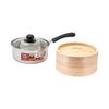Pearl Metal HC-281 18cm Saucepan with Steamer, Induction Compatible, with Glass Lid, Stainless Steel, Steamed Food, Shumai, Meat Buns, Chinese Style