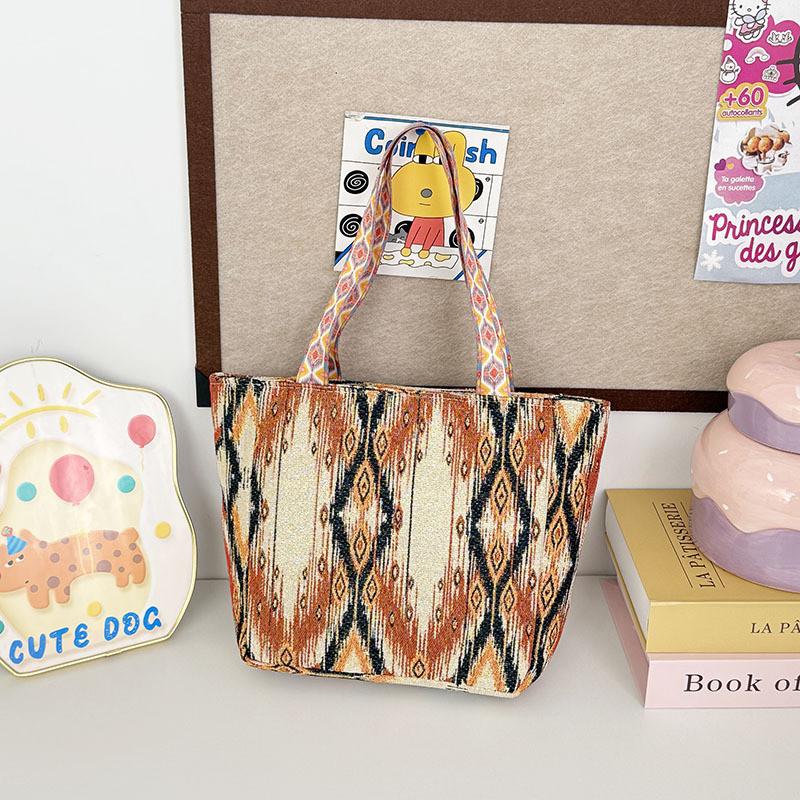 Cotton Linen Crossbody Bag With Embroidery And Magnetic Closure For Daily Use