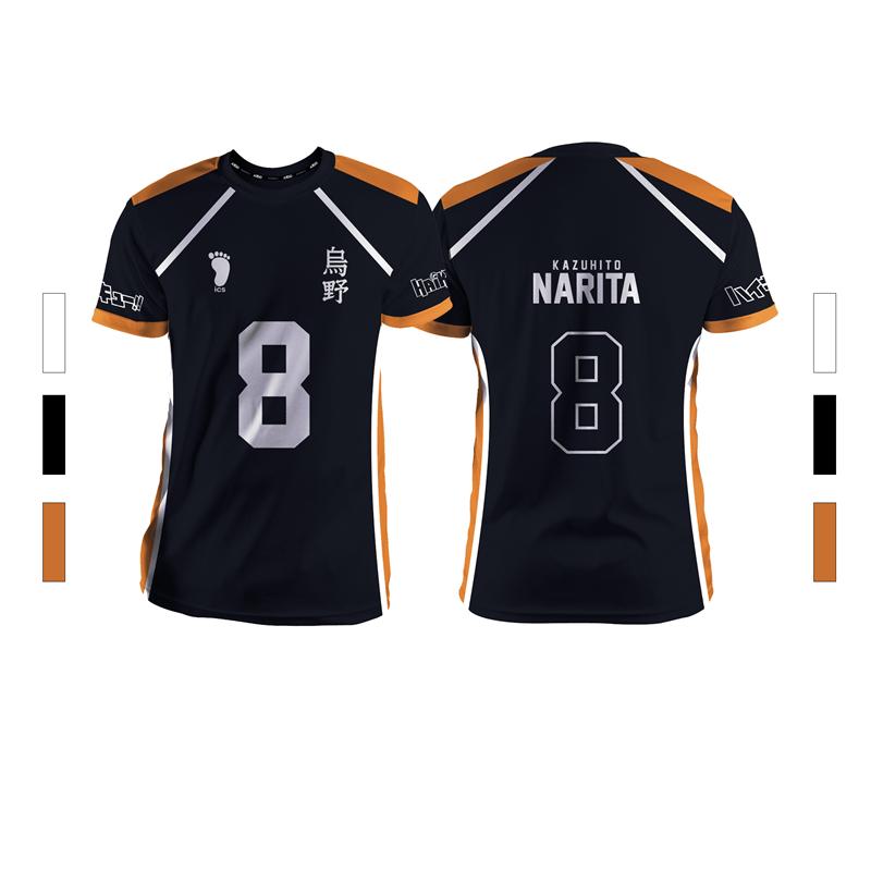 Balck Summer Men's Sports Fashion Leisure Comfortable Breathable Volleyball Anime Neutral Short Sleeve Round Neck T-shirt