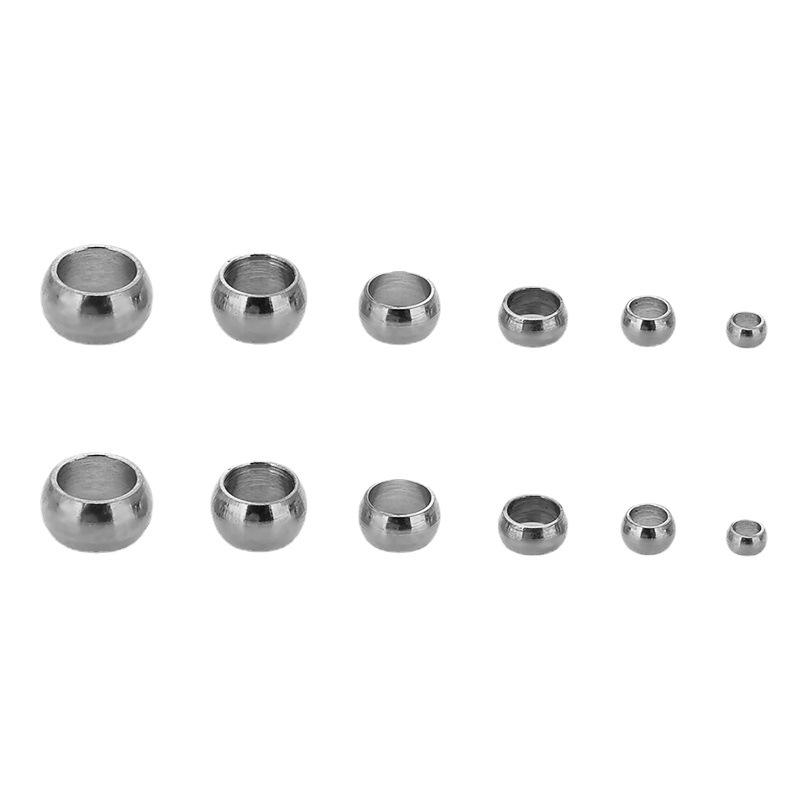 100 Edelstahl 18K Positionierungsperlen, Perlenketten-Clip, Flache Fixierperlen für DIY Perlenketten & Armbänder