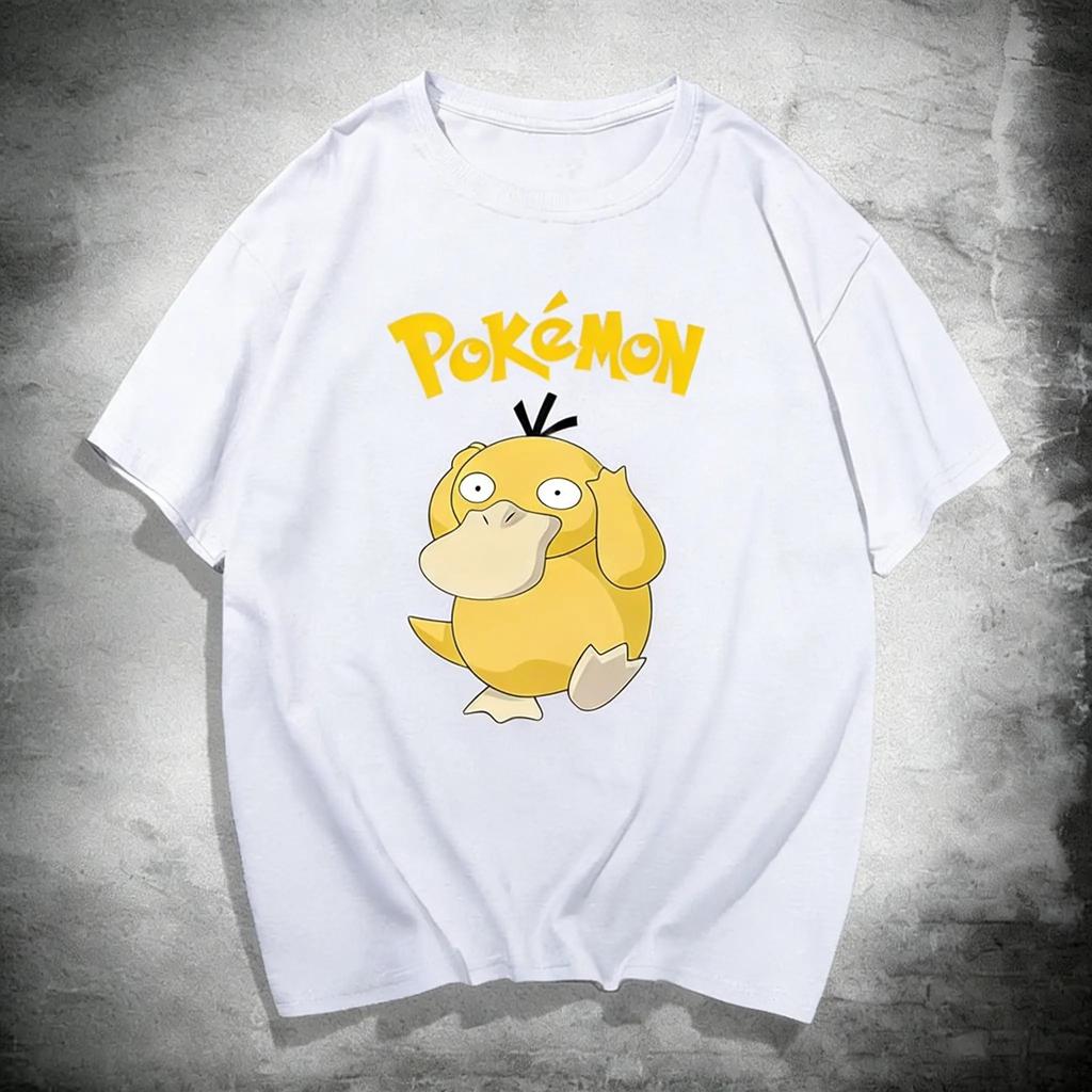 Unisex Oversized Pokemon Psyduck T Shirt Man Kids 2026 Summer Y2k Short Sleeve Tee Tops Streetwear Casual Parentchild Clothing
