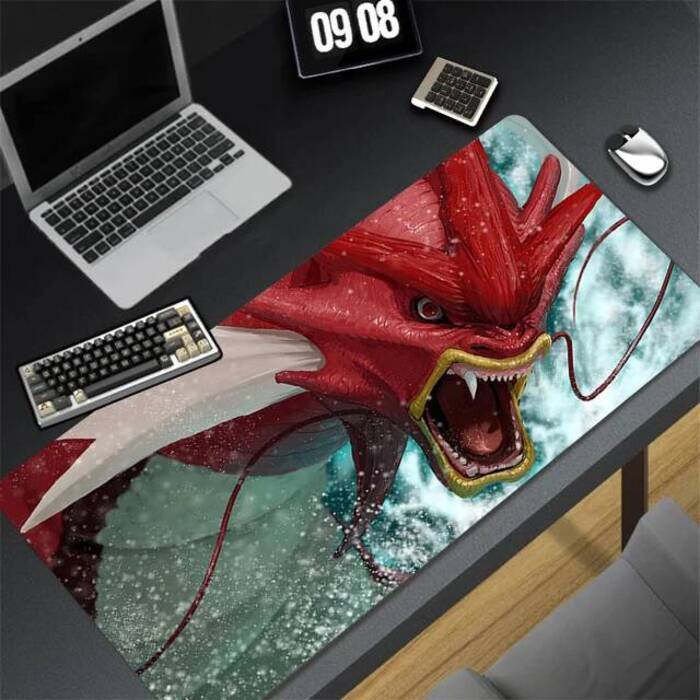 XXL Red Dragon Mouse Pad PC Non Slip Gaming Keyboard Rug Cool Anime Kawaii Mousepad Laptop Ppokemon Gyarados Extended Desk Mat