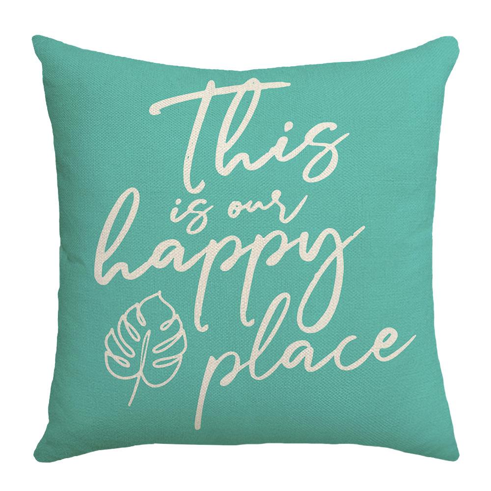 New Nordic Green Plants and Flowers Sofa Pillow Cushions Home Soft Furnishings Linen Letter Print Square Pillow