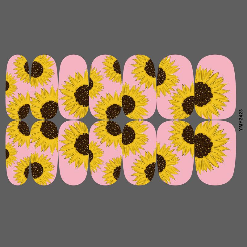 Sunflower Waterproof Nail Art Stickers - Full Cover Floral Series (YMY2414-2428)