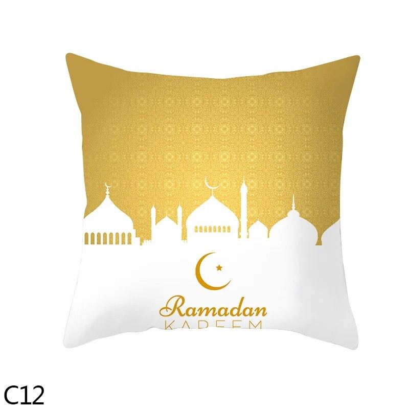 Muslim  Ramadan Eid Mubarak Print Sofa Cushion Cover Pillowcase Home Decor Party Car Bedding