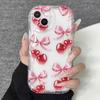 Red Cherry Clear Silicone Wave Phone Case For Samsung Galaxy S23 S24 S25 S26 Ultra S22 S21 S20 Plus FE A35 A54 A55 Cover