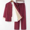 Chinese Traditional Tang Suit Kung Fu Uniform Retro Casual Cotton Linen Plus Size Tai Chi Clothing Set Man