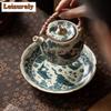 Imitation Song Ru Kiln Teapot Holder Fish and Algae Pattern Dry Soaking Table Flower Mouth Pot Bearing Holder Fruit Plate Craft