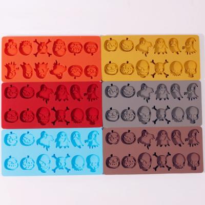 Ghost Expression Pumpkin Chocolate Silicone Mold Pirate Flag Skull Candy Biscuit Baking Set Ice Tray Halloween Soap Candle Gifts