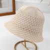 New Straw Weave Fisherman Cap Hollow Out Floppy Wide Brim Bucket Hat Foldable Breathable Sunshade Sun Hat Female