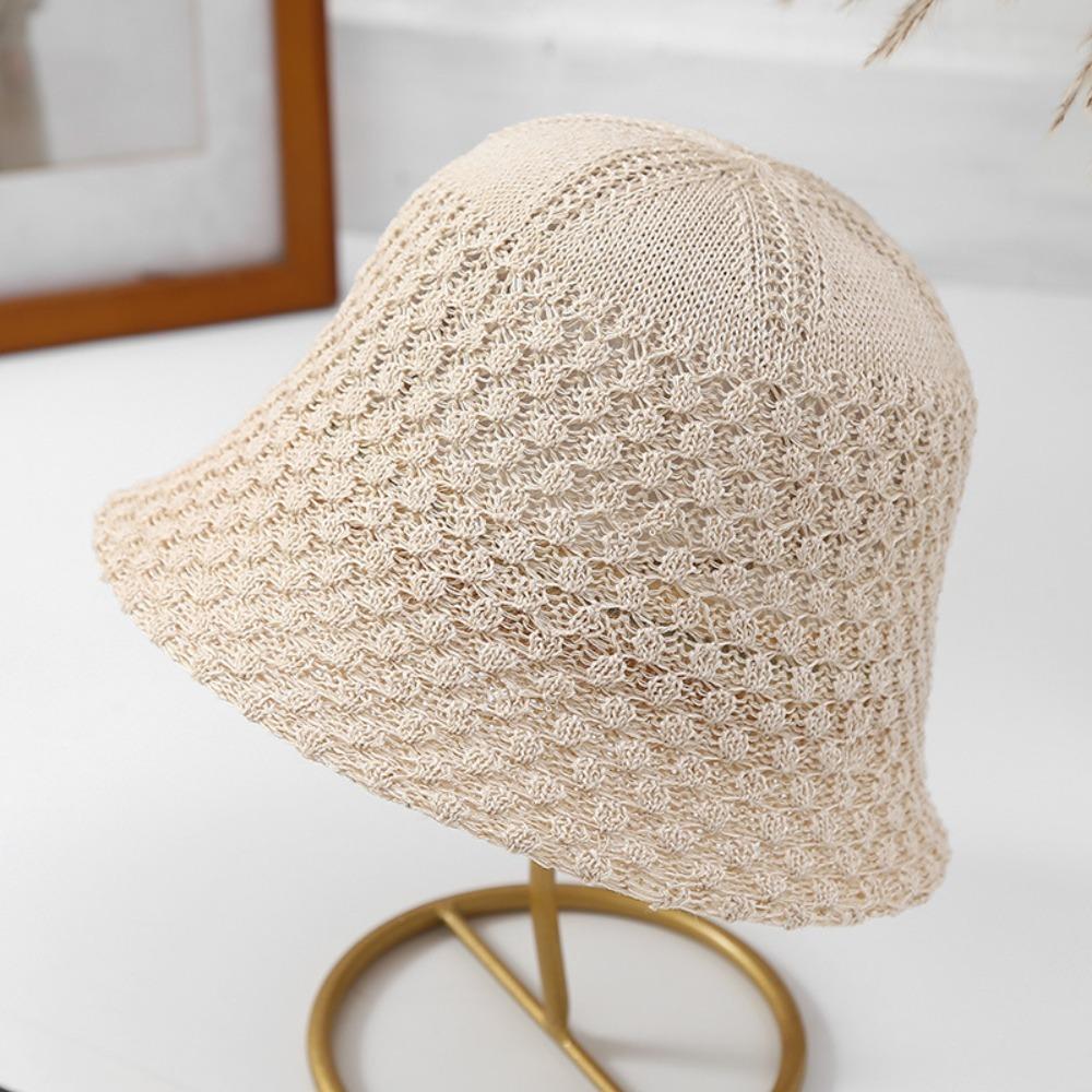 

New Straw Weave Fisherman Cap Hollow Out Floppy Wide Brim Bucket Hat Foldable Breathable Sunshade Sun Hat Female бежевый