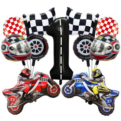 Foreign Trade Racing Theme Birthday Balloon Set Helmet Motorcycle Aluminum Film Balloon Party Decoration Arrangement