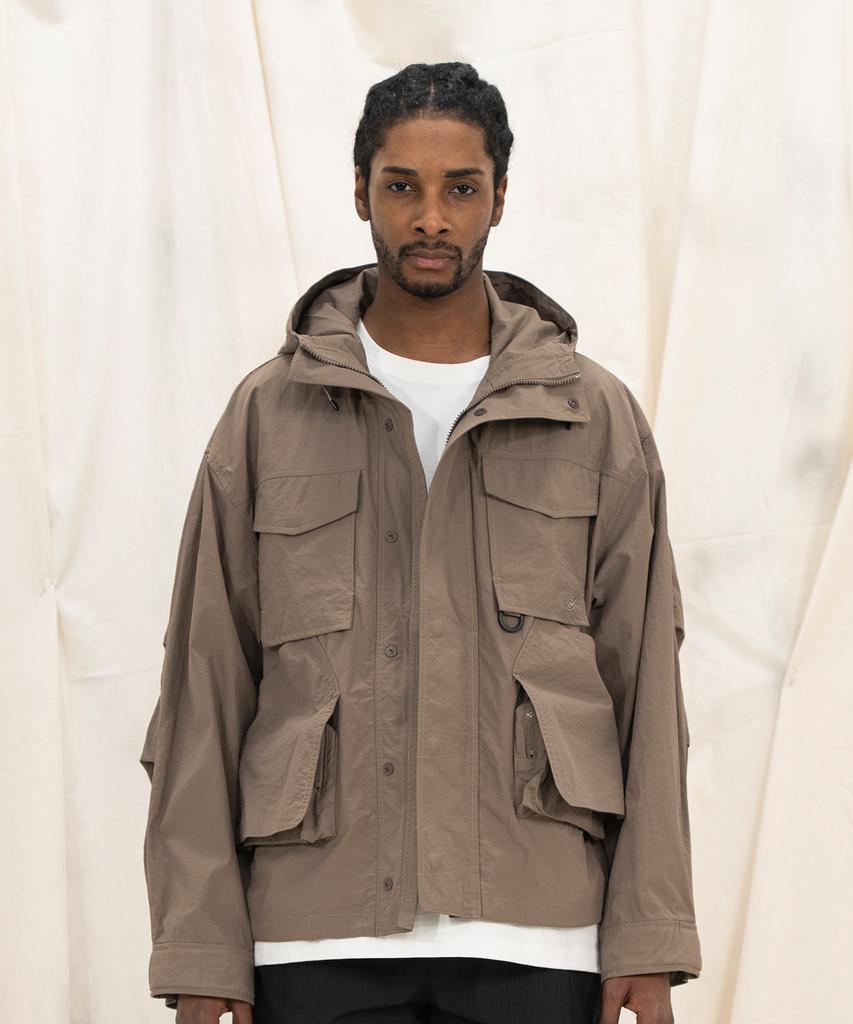 Kalapatthar Lightweight Nylon Ripstop Utility Hooded Shell Jacket - Beige