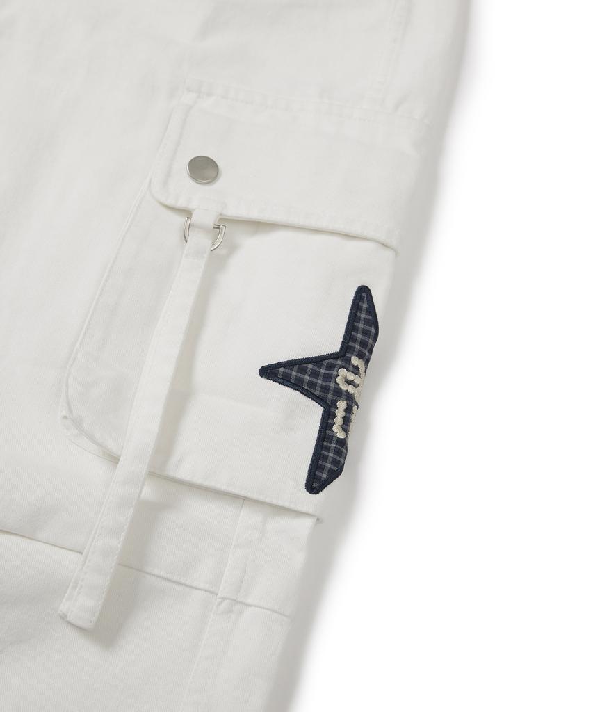 Aejeuyua Cargo Flap Cotton Pants Ivory