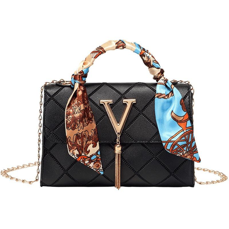 One shoulder crossbody small square bag new versatile diamond embossed silk scarf women's bag