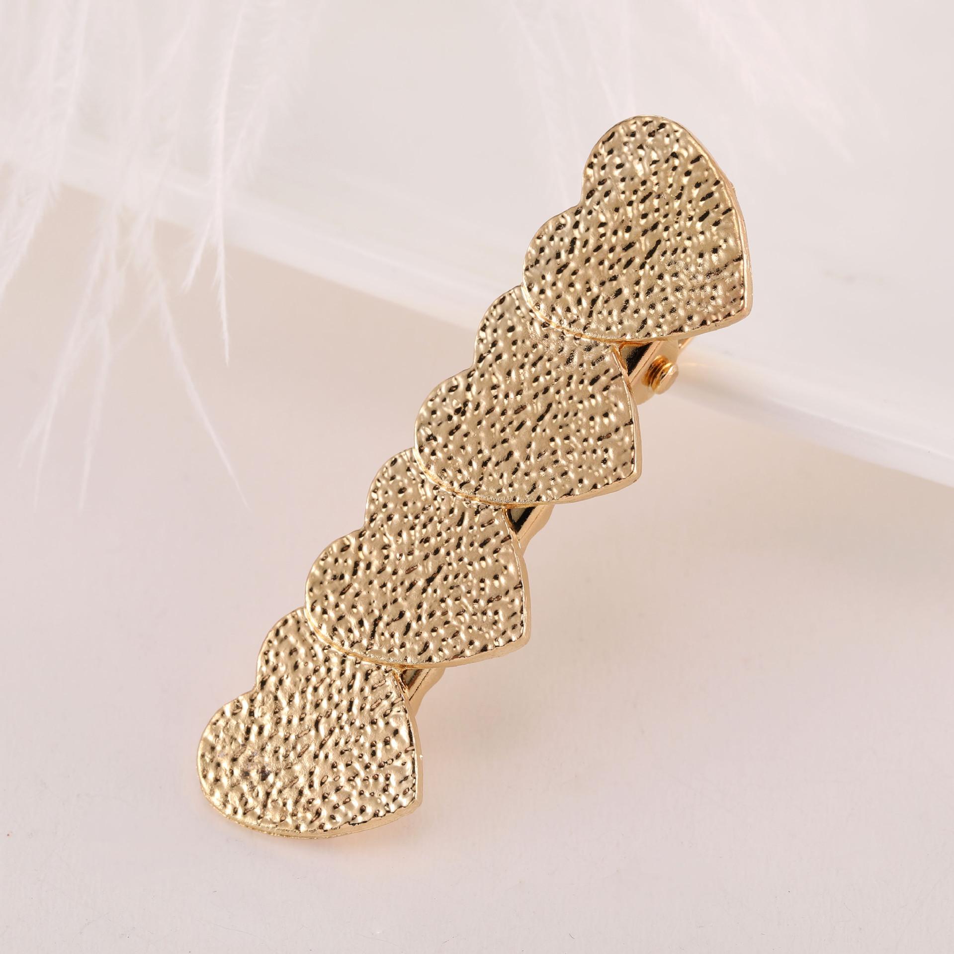 

Корейские простые металлические заколки для женщин, полые заколки для волос в форме сердца в форме звезды, заколка для волос золотого цвета, аксессуары для волос 7cm