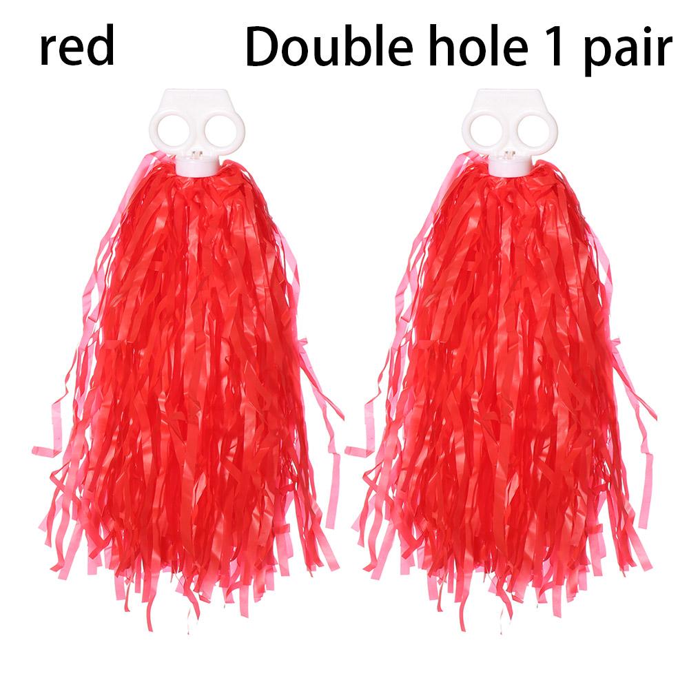 1pair 2 styles Fancy Double hole handle Cheerleader pompoms Cheerleading Cheering Ball Club Sport Supplies Dance Party Decorator