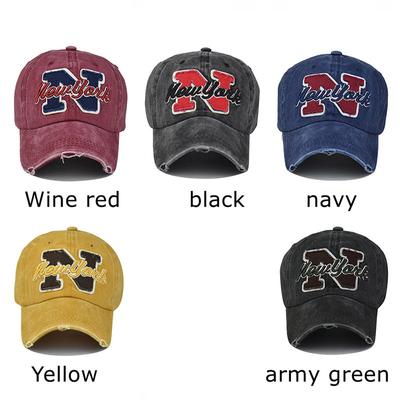 Cotton New 2021N Large Letter Embroidered Baseball Cap Washed and Old Outdoor Sun Hat