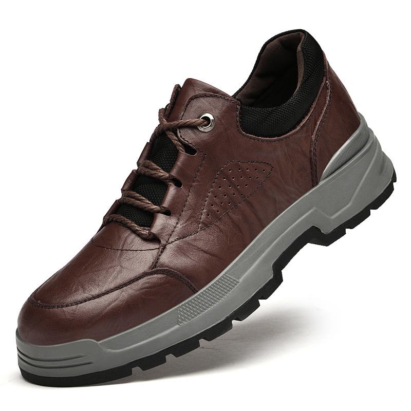 Men s Plus Size Cowhide Lace-up Hiking Shoes - Fashionable British Style 40