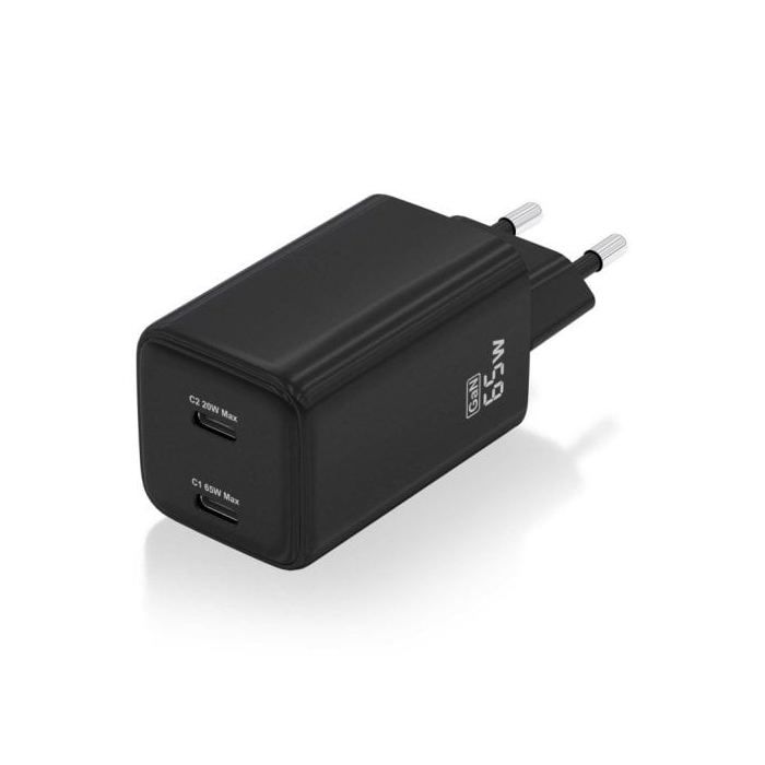 Cargador aisens gan 65w 2xusb-c pd3.0 qc4.0 negro