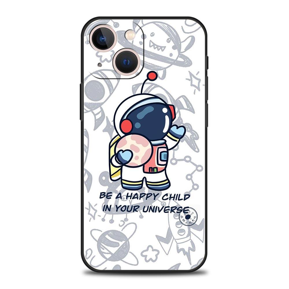 Cartoon Cute Cosmonaut Phone Case Cover for iPhone 17 16 15 14 13 12 Pro Max 11 Pro Max 17 AIR Plus Shockproof Soft TPU Shell