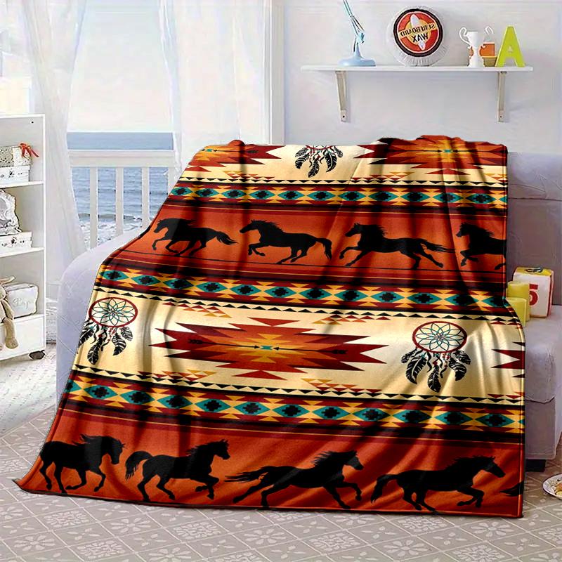 Coperta con motivo nativo americano Coperta in flanella per letto, divano, Campeggio, Escursionismo, Essenziali per picnic, regalo per la famiglia Regali per fan