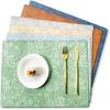 Placemats ,Floral Non-Slip Dining Table Place Mat Sets, Faux Leather Waterproof Oil-Proof Wipeable PU Place Mats,Table Mats