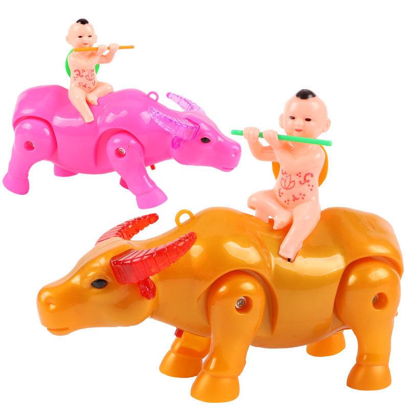 

Kids Electric Toys Cartoon Cute Cow The Child Who Plays The Flute Pull-wire Walking Toy With Light Music Small Animal Kids Gifts