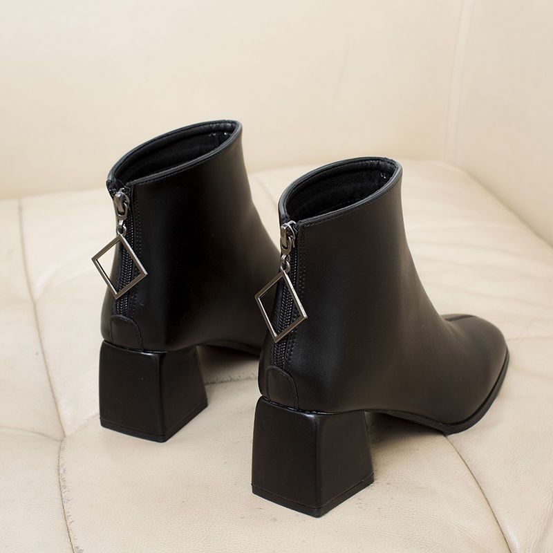 Fashion Elegant with Medium Heels Warm Woman Short Shoes Waterproof Leather Ankle Boots for Women Autumn Winter Y2k Booties On Promotion