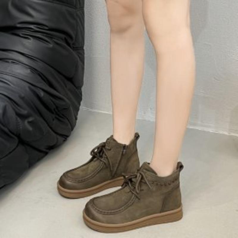 

Новые туфли на плоской подошве для женщин, Ретро повседневные туфли на шнуровке больших размеров, Ботильоны из мягкой кожи 42 зелёный