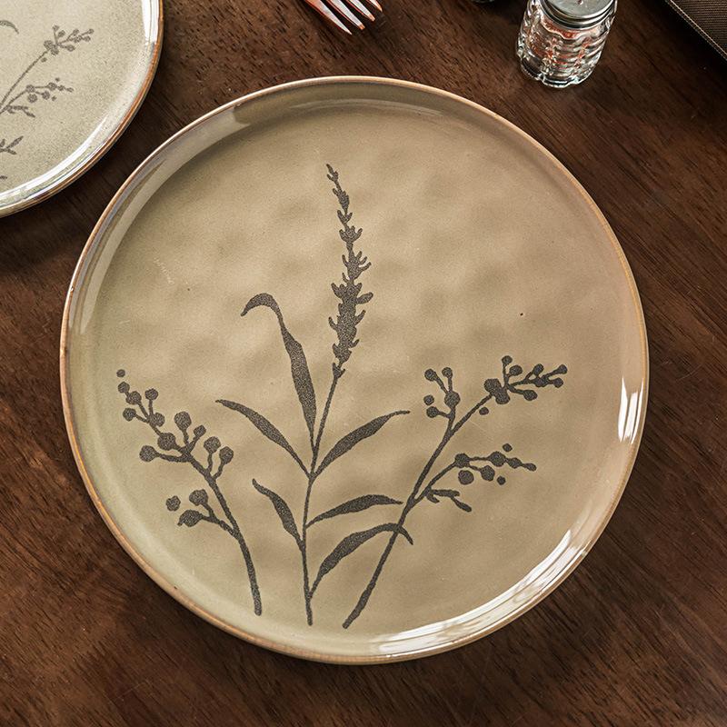 Talerz Retro Ręcznie Malowany Duży Talerz Ceramiczny Domowa Zastawa Stołowa Okrągły Talerz Danie Inwentarz Talerz w Kształcie Serca Talerz Talerz Zachodni