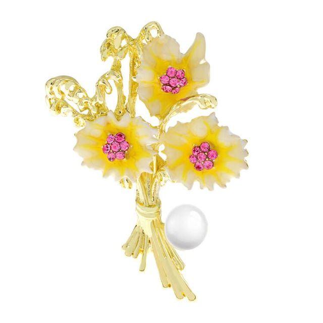 

Новые женские броши-цветы с эмалью розовый