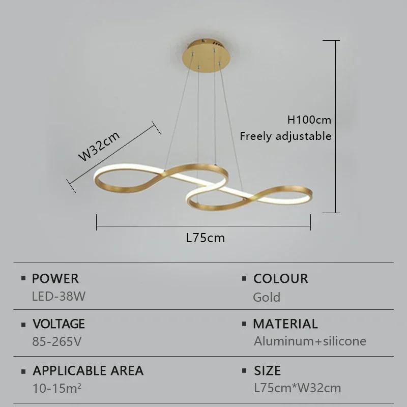 

Золотой Черный Светодиодная Подвесная Люстра Освещение Пульт Дистанционного Управления Диммирование Гостиная Обеденный Стол Обеденная Комната Декорация Подвесной Светильник Warm White золотистый