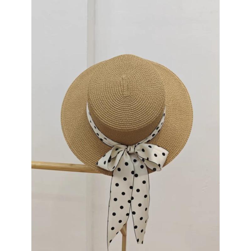 Big Brim Sun Hat Seaside Beach Idyllic Forest Bow Streamer Straw Hat Female Summer Flower Tulip
