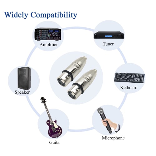 VolutyTek RCA To XLR Female Headphone Adapter, 2-Piece Set