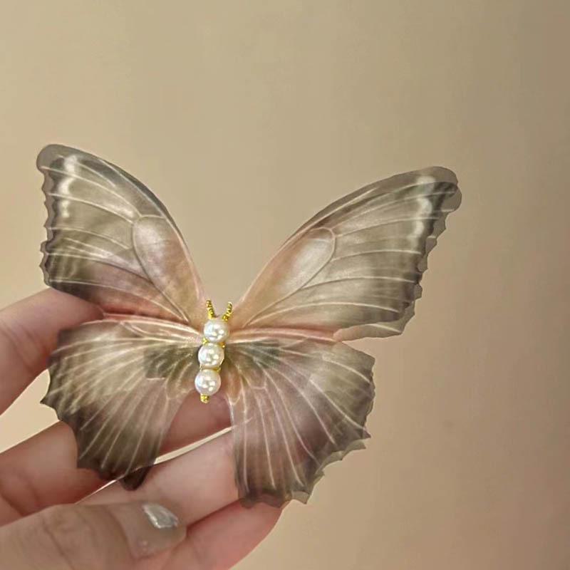 Elegant Retro Butterfly Hairpin - Exquisite Tulle Bangs Clip for Women