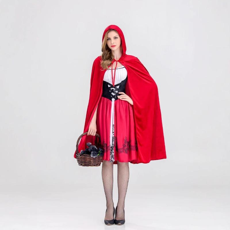 New Little Red Riding Hood Costume, Castle Queen Costume, Halloween, Uniform Adult Cosplay Costume