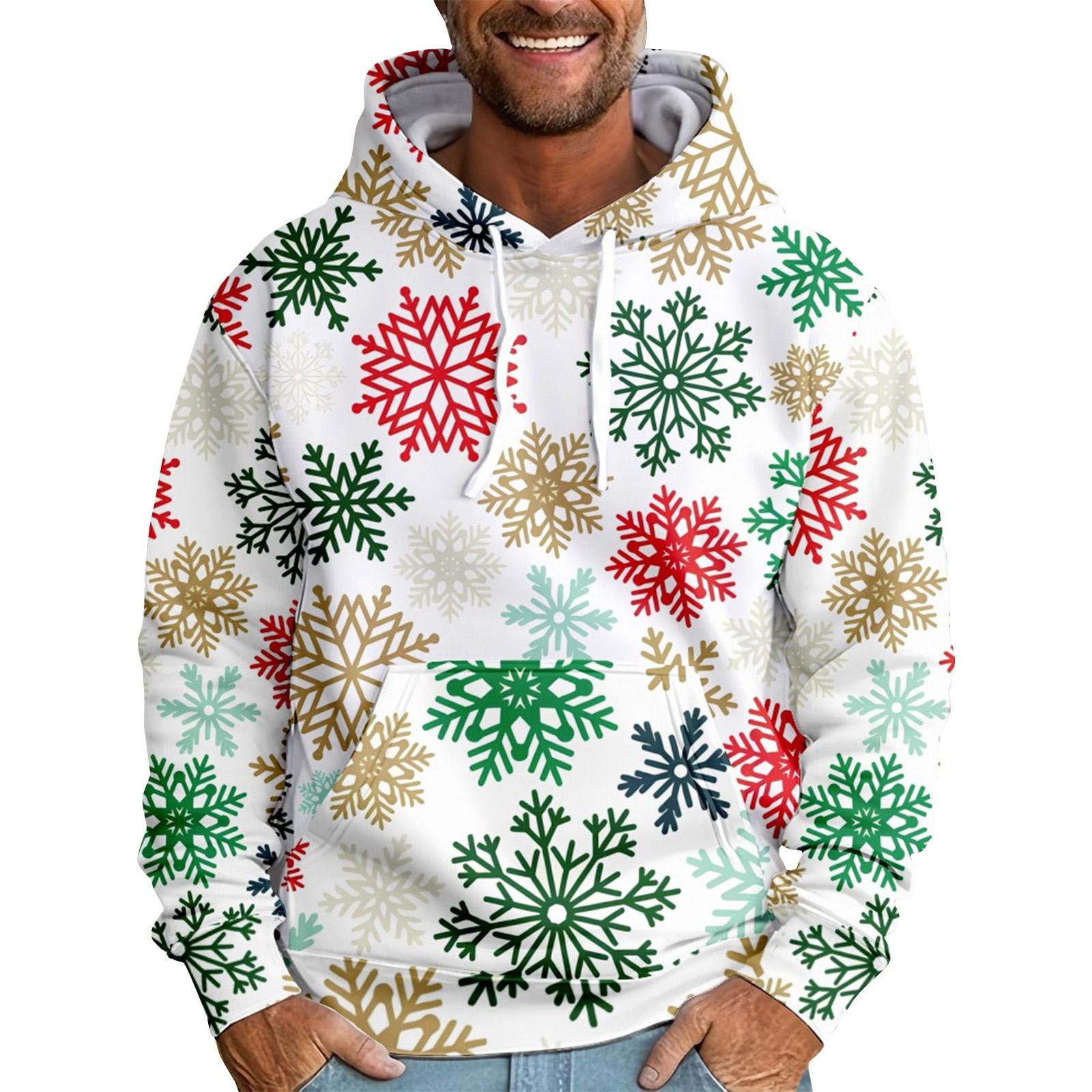 Мужская свободная толстовка с капюшоном с рождественским принтом, мужская повседневная модная спортивная толстовка L