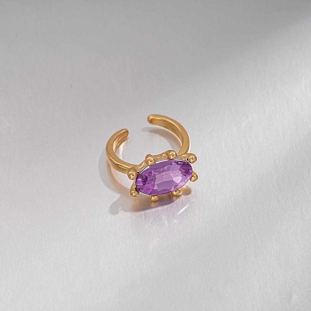 European-American Luxury Diamond Oval Open Ring – Geometric Dopamine Sweet Food Design, High-End Niche Jewelry.
