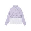 Veste d'entraînement décontractée vintage à col montant et color block avec imprimé logo pour femme, violet clair GL5620