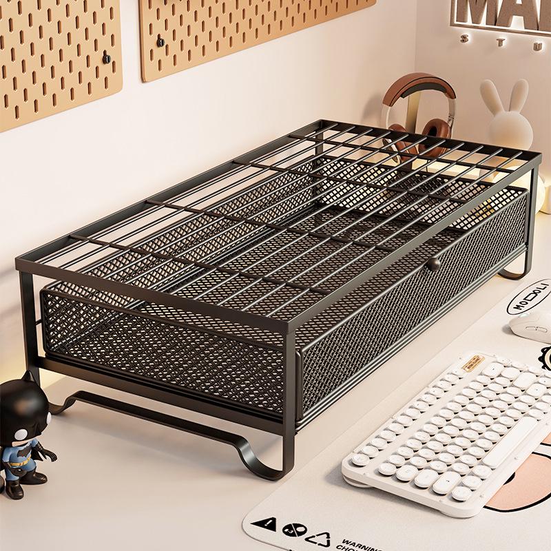 Metal Desktop Laptop Stand with Storage and Cooling Features for Gaming Monitors