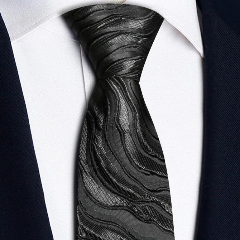 Fashion White 3D Wavy Striped Tie Jacquard Weave Slim 6CM Width Necktie Designer Mens and Women Ties