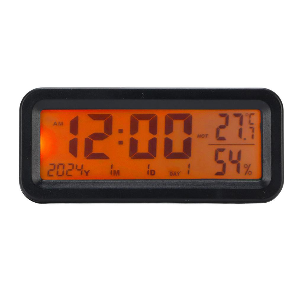 Car Dashboard Clock Luminous Electronic Clock Calendar Temperature Humidity Display Support Solar