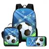 Klassisch Beliebt Lustig Neu Fußball 3D Gedruckt 3 Stück/Set Schüler Schultaschen Laptop Tagesrucksack Rucksack Umhängetasche Lunchtasche Federmäppchen