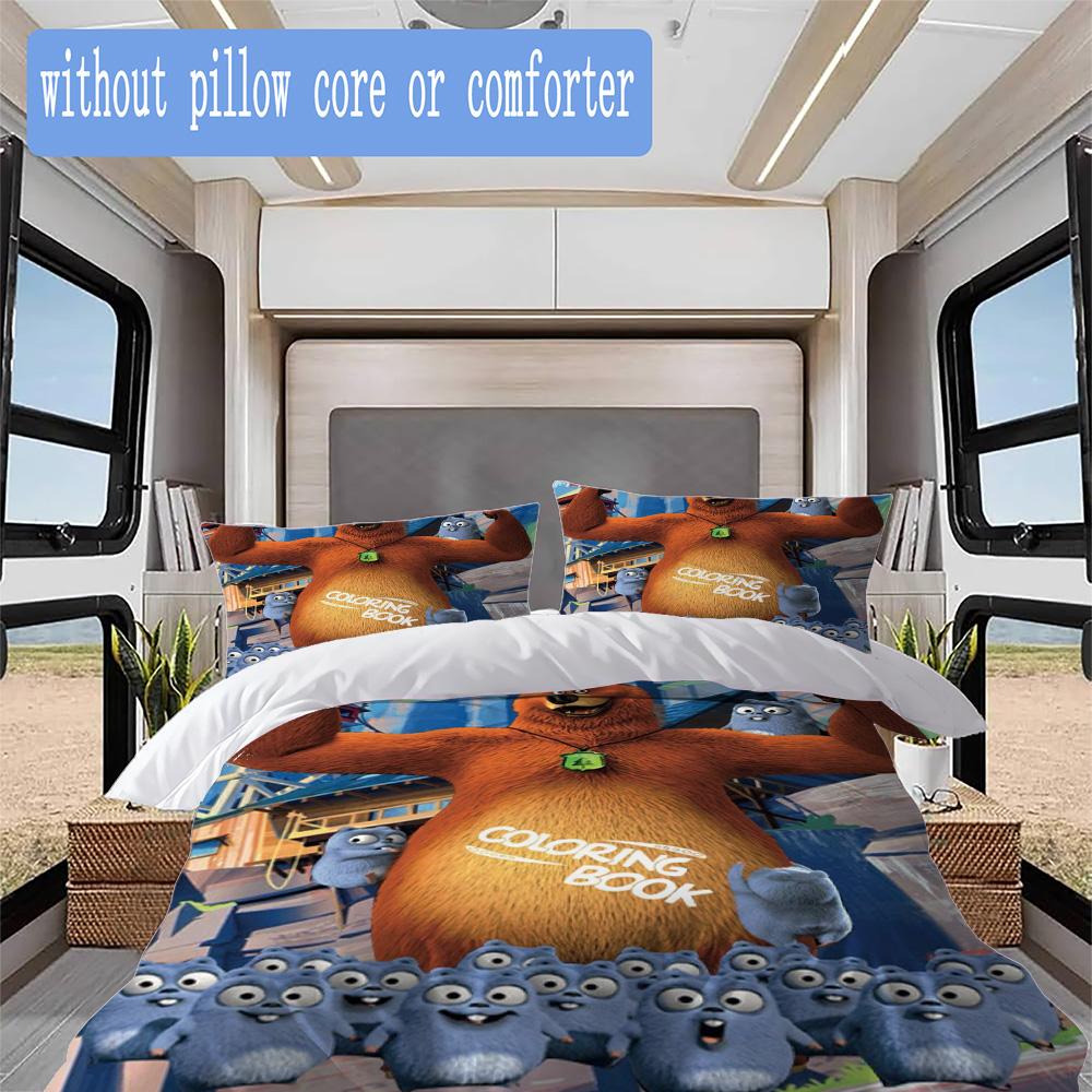 Literie Motif Grizzy et les Lemmings, Ensemble Couette Housse de Couette Taie d'Oreiller Cadeau d'Anniversaire pour la Maison (1 housse de couette + 2 taies d'oreiller, sans garnissage.)XSJT0917057